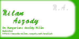 milan aszody business card