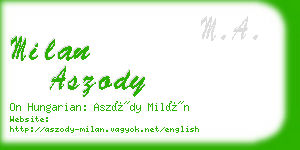 milan aszody business card